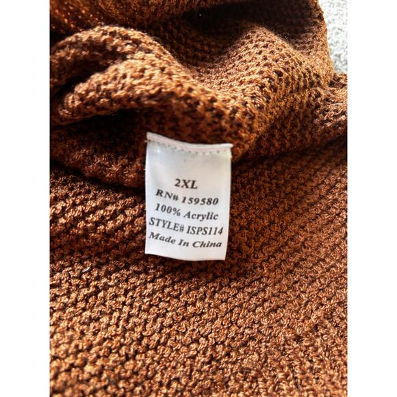 Plus 2X Oversize Sweater V Neck Rust Brown Living My Best Style x PINK LILY - Picture 5 of 6